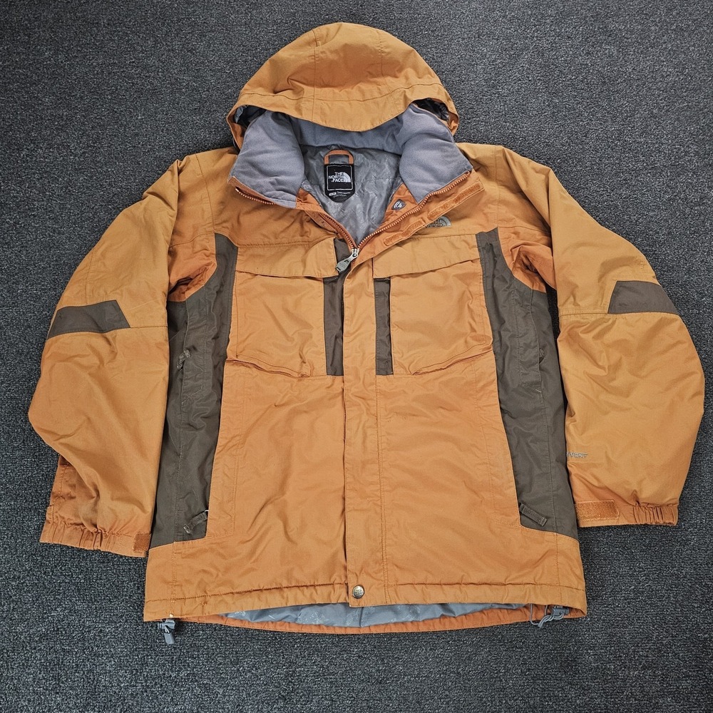 Vintage The North Face Jacket Mens Medium Orange Vented Hooded HyVent Coat Faded